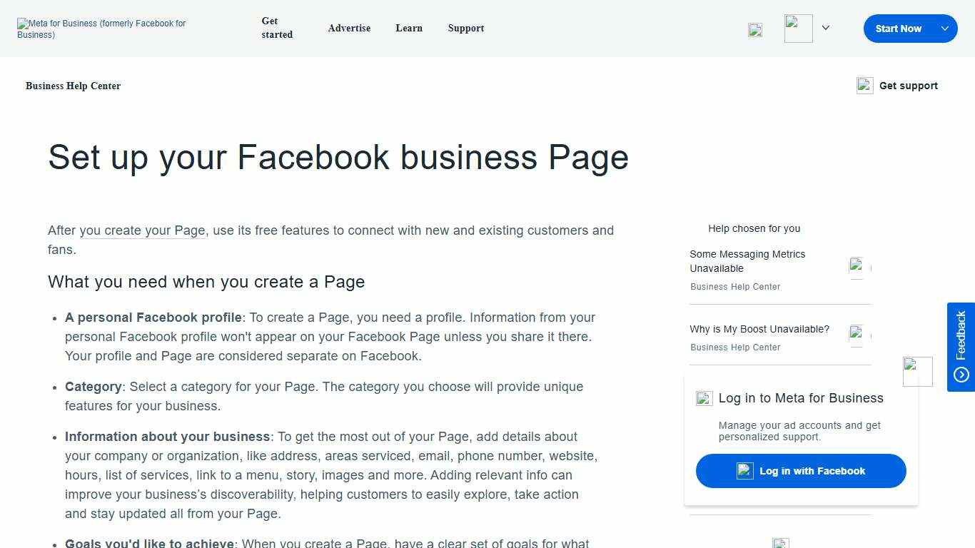 Set up your Facebook business Page Meta Business Help Center